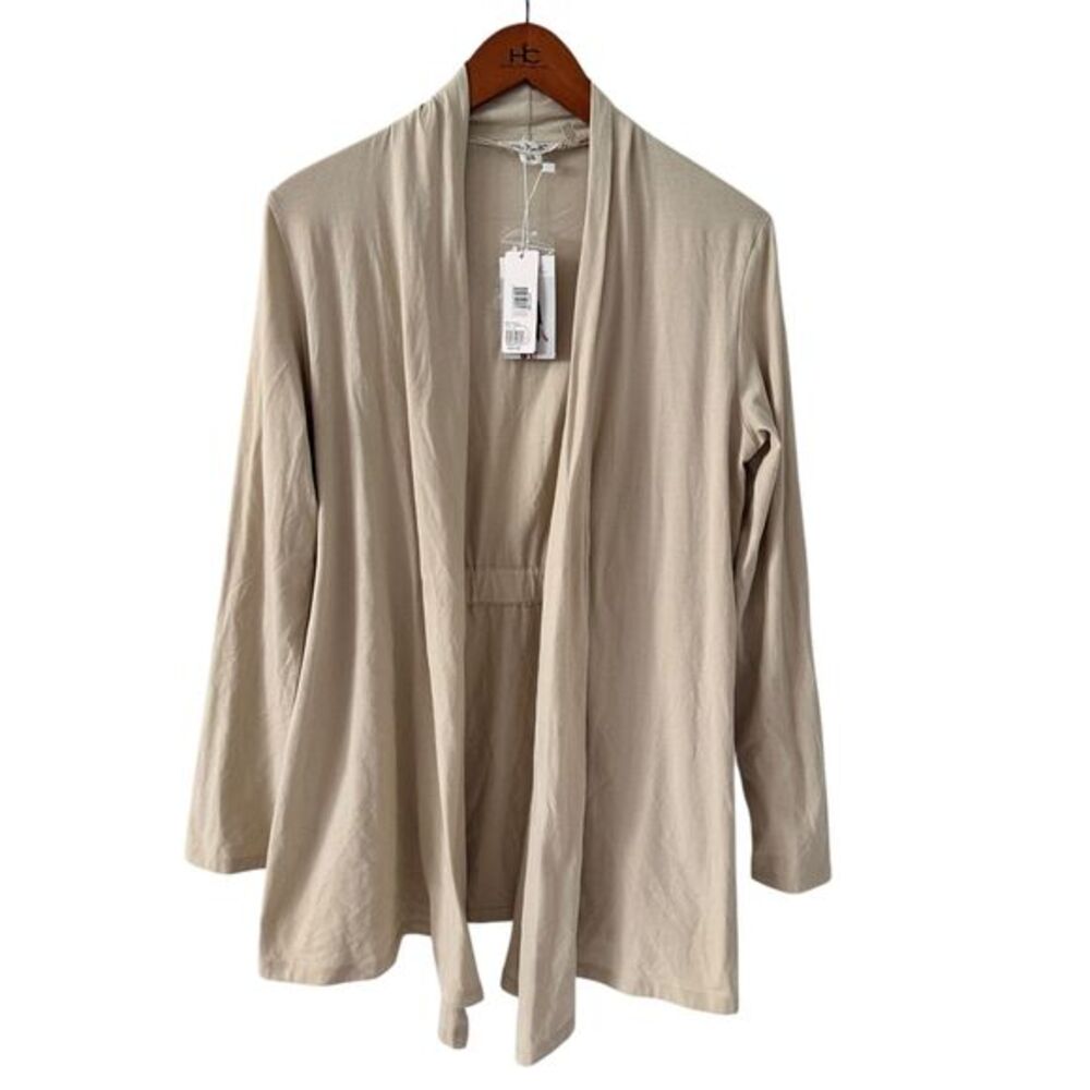 Simply Noelle Cream Cotton Stretchy Light Weight Long Open Cardigan Size‎ L/XL